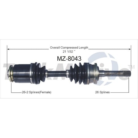 Surtrack Axle Cv Axle Shaft, Mz-8043 MZ-8043